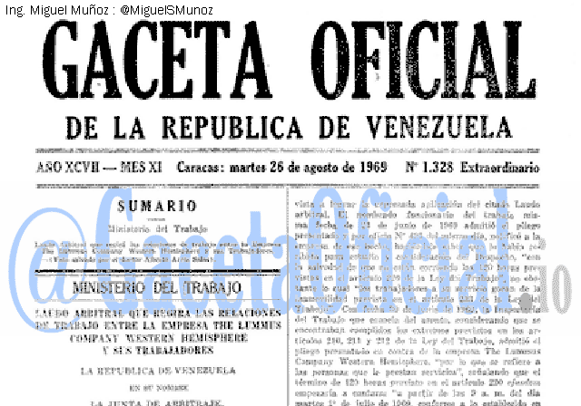 Gaceta Oficial 1328 del 26 Agosto 1969