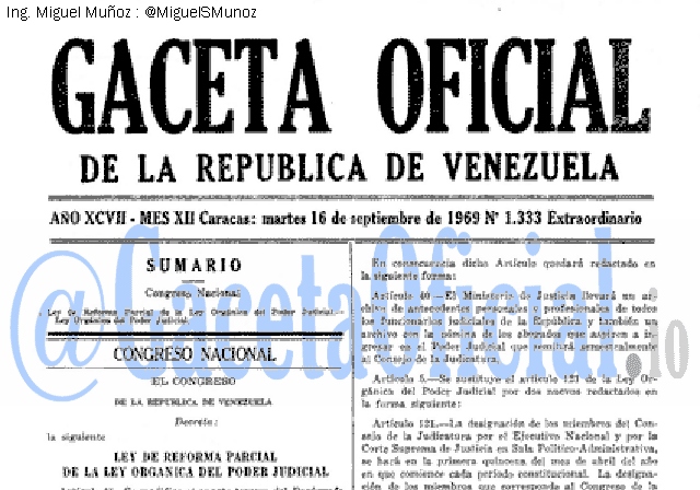 Gaceta Oficial 1333 del 16 Septiembre 1969