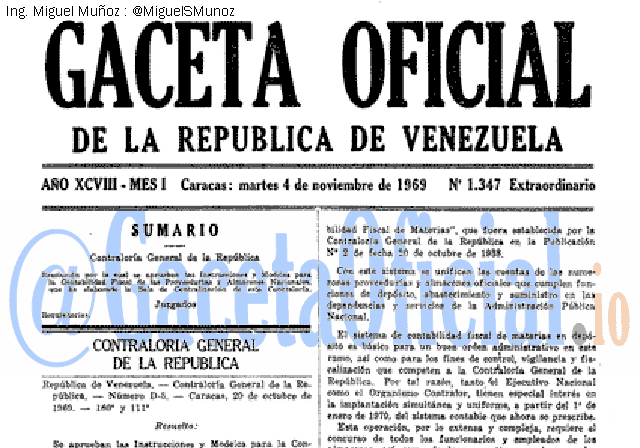 Gaceta Oficial 1347 del 4 Noviembre 1969