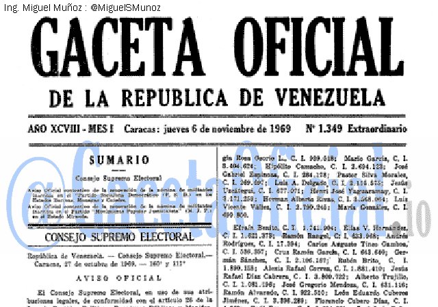 Gaceta Oficial 1349 del 6 Noviembre 1969
