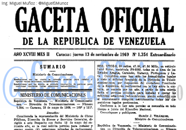 Gaceta Oficial 1354 del 13 Noviembre 1969