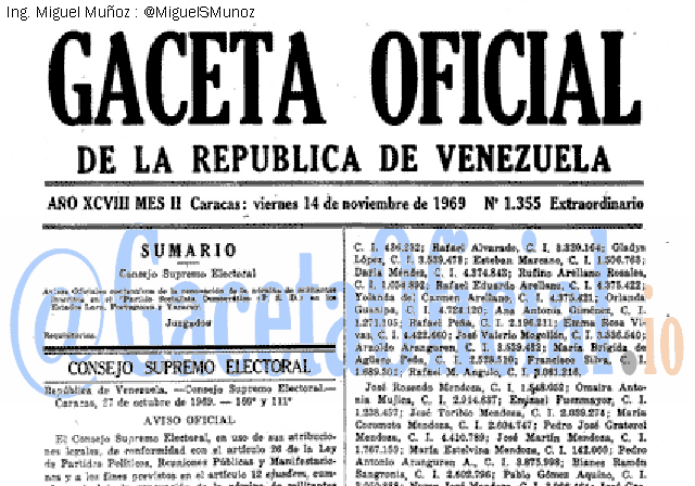 Gaceta Oficial 1355 del 14 Noviembre 1969