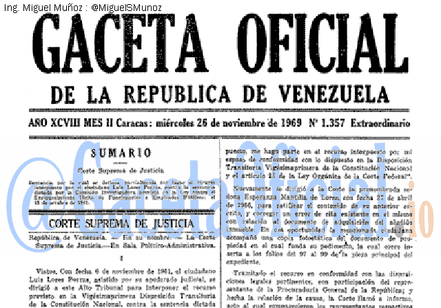 Gaceta Oficial 1357 del 26 Noviembre 1969