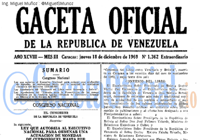 Gaceta Oficial 1362 del 18 Diciembre 1969