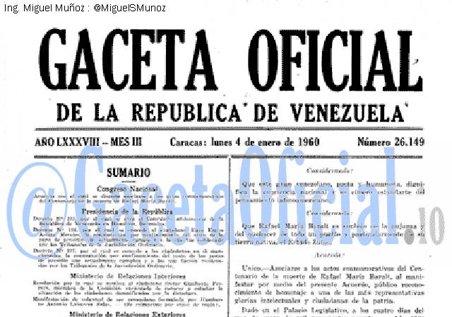 Gaceta Oficial 26149 del 4 Enero 1960