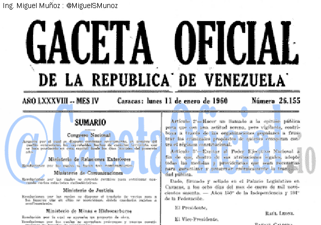 Gaceta Oficial 26155 del 11 Enero 1960