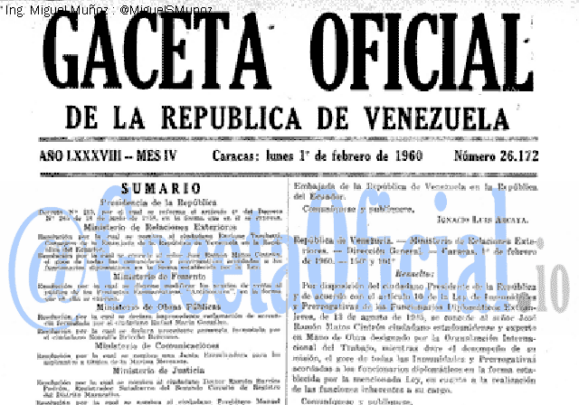 Gaceta Oficial 26172 del 1 Febrero 1960