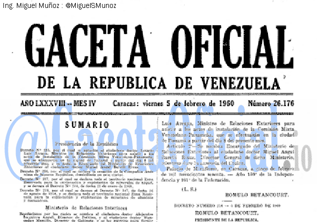 Gaceta Oficial 26176 del 5 Febrero 1960