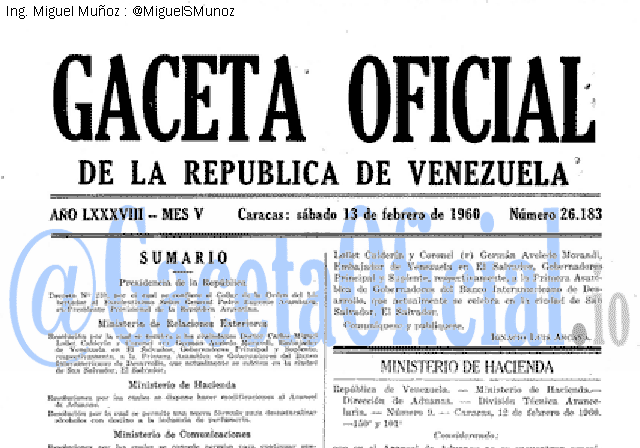 Gaceta Oficial 26183 del 13 Febrero 1960