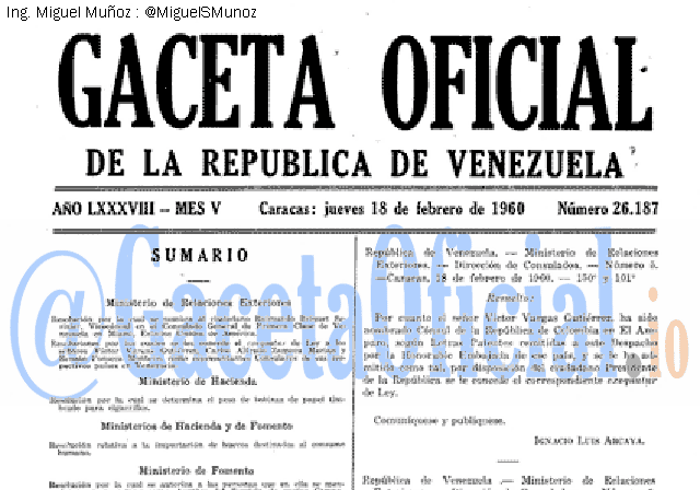 Gaceta Oficial 26187 del 18 Febrero 1960