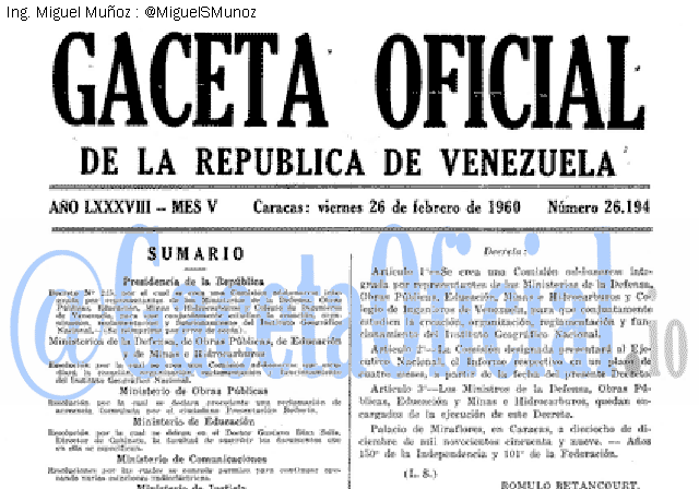 Gaceta Oficial 26194 del 26 Febrero 1960