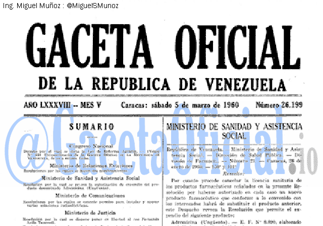 Gaceta Oficial 26199 del 5 Marzo 1960