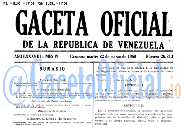 Gaceta Oficial 26213 del 22 Marzo 1960