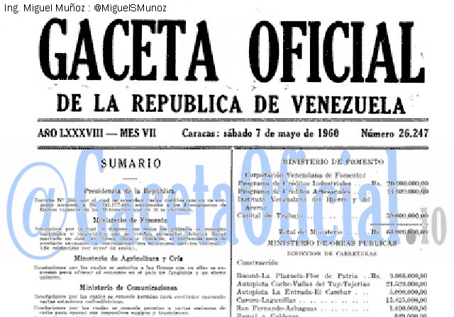 Gaceta Oficial 26247 del 7 Mayo 1960