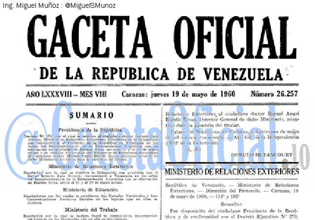 Gaceta Oficial 26257 del 19 Mayo 1960