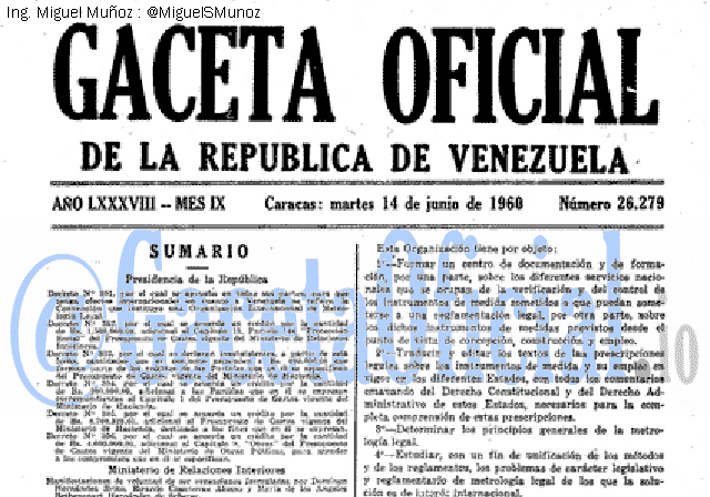 Gaceta Oficial 26279 del 14 Junio 1960