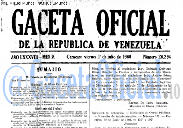 Gaceta Oficial 26294 del 1 Julio 1960
