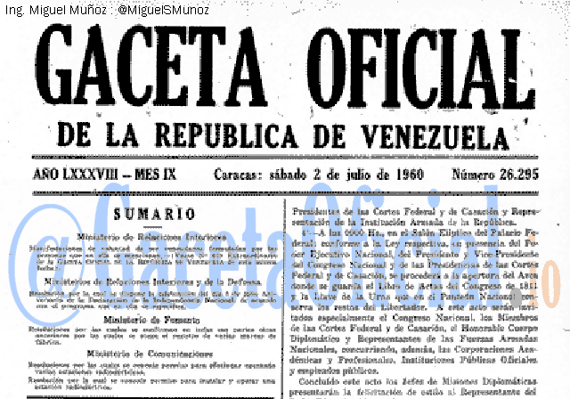 Gaceta Oficial 26295 del 2 Julio 1960