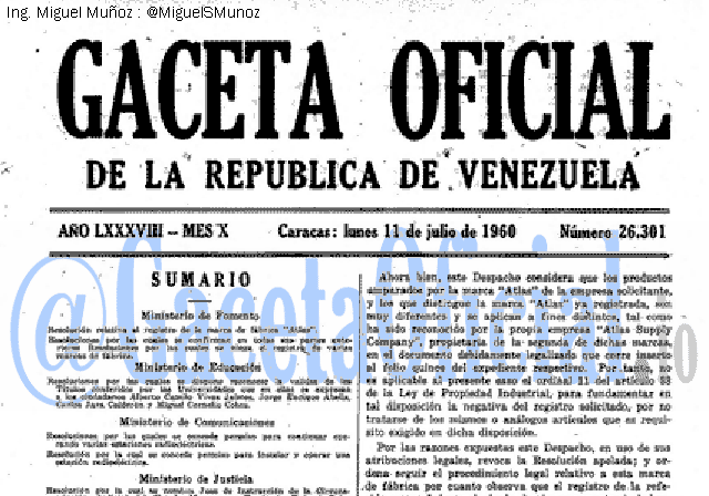 Gaceta Oficial 26301 del 11 Julio 1960