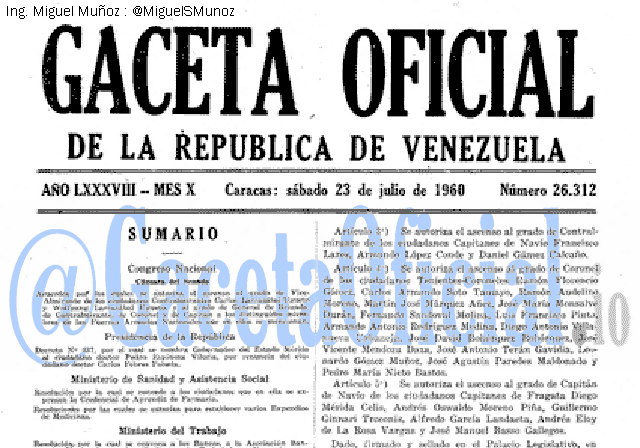 Gaceta Oficial 26312 del 23 Julio 1960