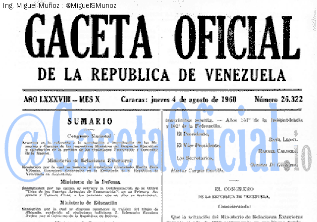 Gaceta Oficial 26322 del 4 Agosto 1960