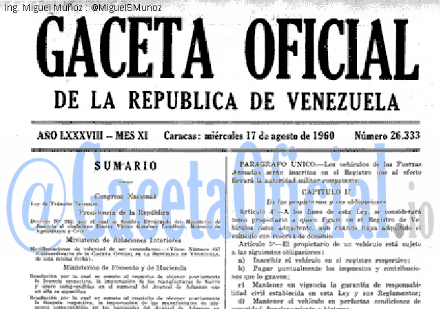 Gaceta Oficial 26333 del 17 Agosto 1960