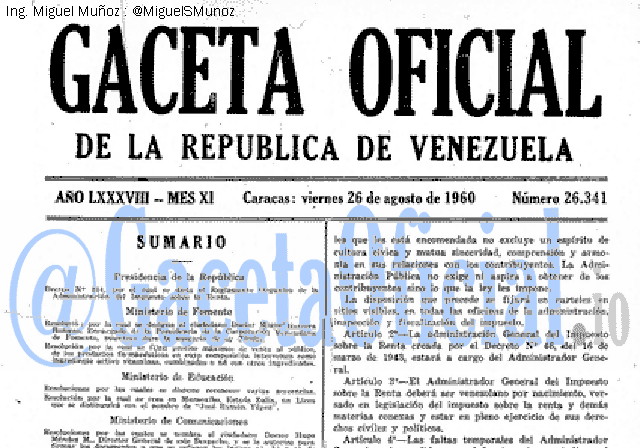 Gaceta Oficial 26341 del 26 Agosto 1960