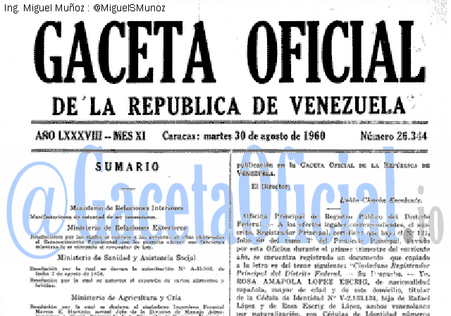 Gaceta Oficial 26344 del 30 Agosto 1960