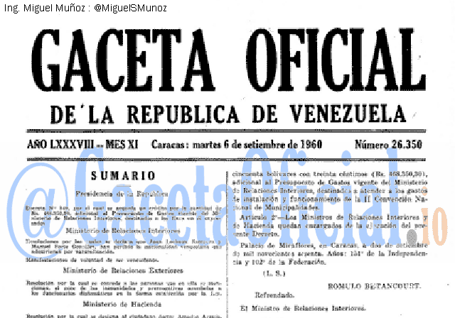 Gaceta Oficial 26350 del 6 Septiembre 1960