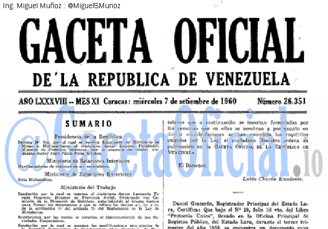 Gaceta Oficial 26351 del 7 Septiembre 1960