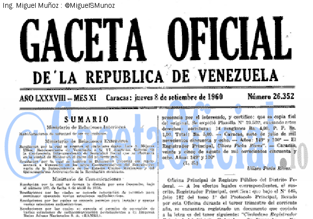Gaceta Oficial 26352 del 8 Septiembre 1960