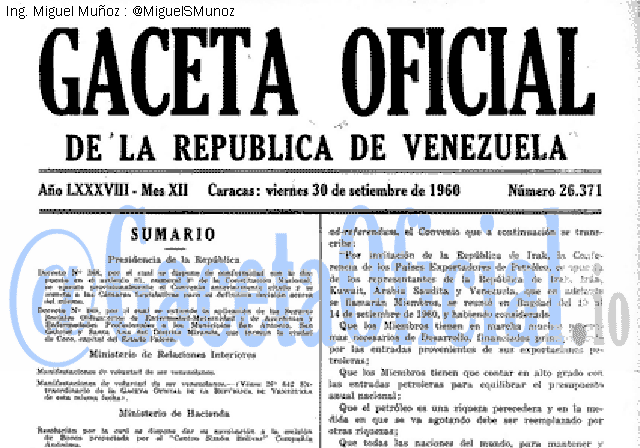 Gaceta Oficial 26371 del 30 Septiembre 1960