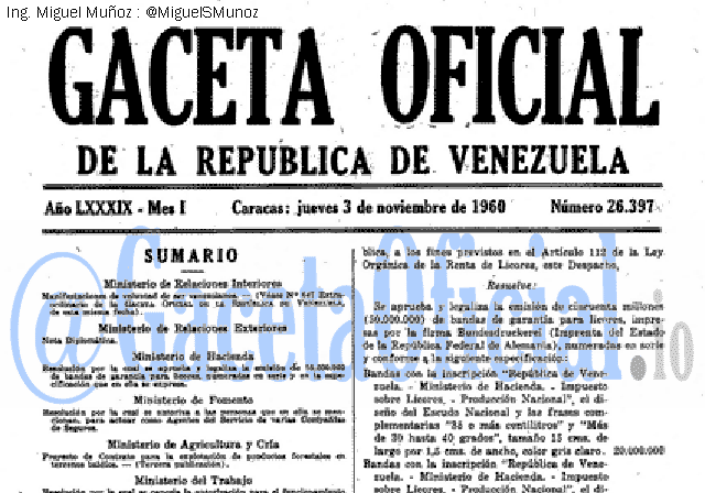 Gaceta Oficial 26397 del 3 Noviembre 1960