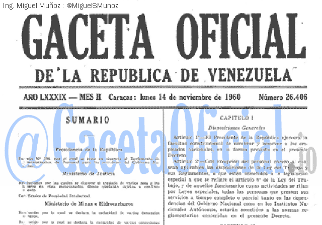 Gaceta Oficial 26406 del 14 Noviembre 1960