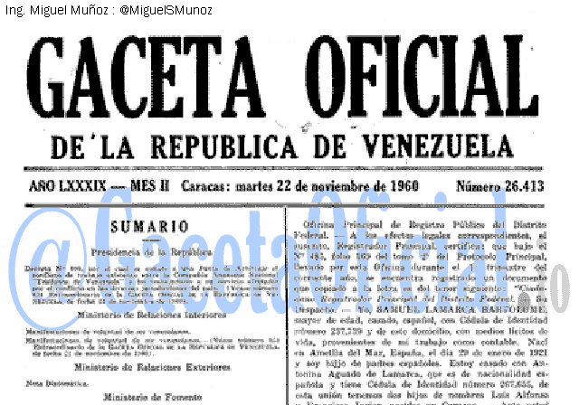 Gaceta Oficial 26413 del 22 Noviembre 1960