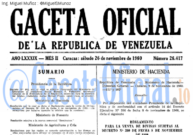 Gaceta Oficial 26417 del 26 Noviembre 1960