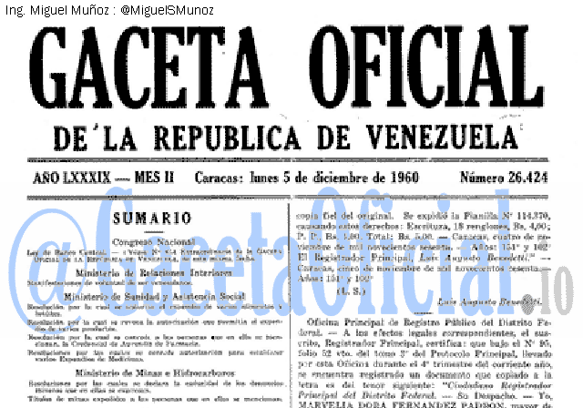 Gaceta Oficial 26424 del 5 Diciembre 1960