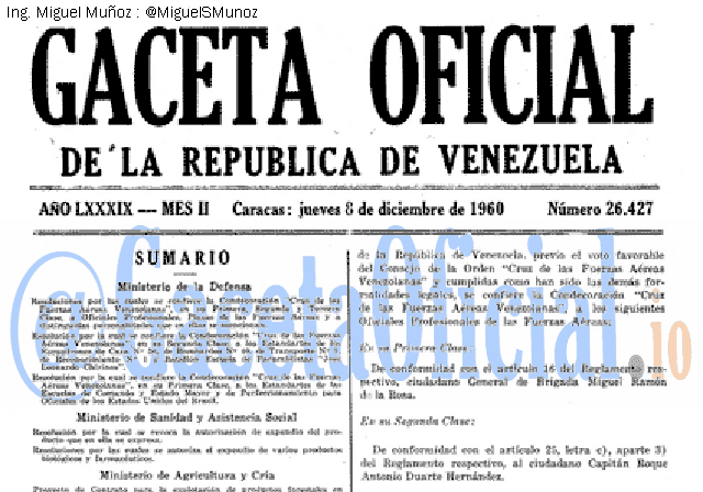 Gaceta Oficial 26427 del 8 Diciembre 1960
