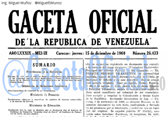 Gaceta Oficial 26433 del 15 Diciembre 1960