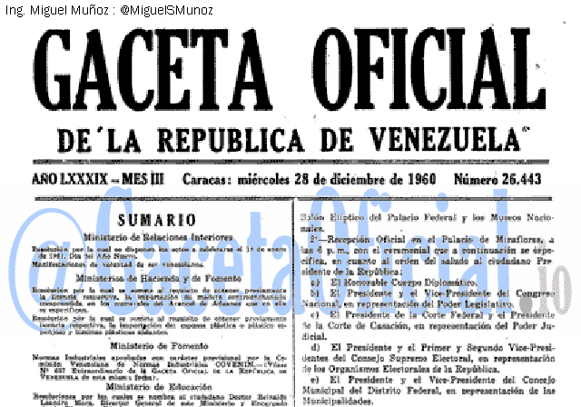 Gaceta Oficial 26443 del 28 Diciembre 1960