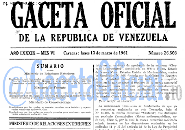 Gaceta Oficial 26503 del 13 Marzo 1961