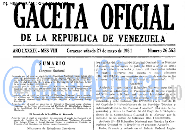 Gaceta Oficial 26563 del 27 Mayo 1961