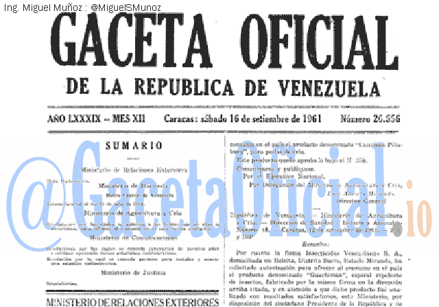Gaceta Oficial 26656 del 16 Septiembre 1961