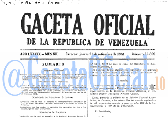 Gaceta Oficial 26660 del 21 Septiembre 1961