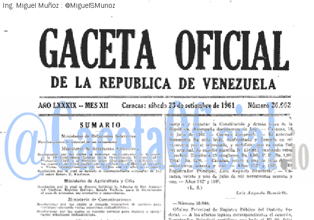 Gaceta Oficial 26662 del 23 Septiembre 1961
