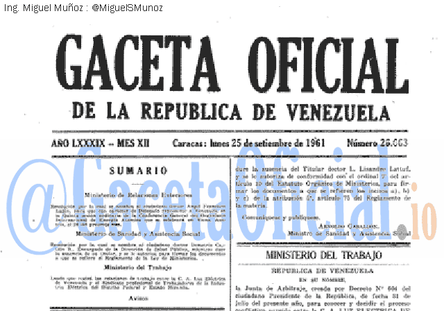 Gaceta Oficial 26663 del 25 Septiembre 1961