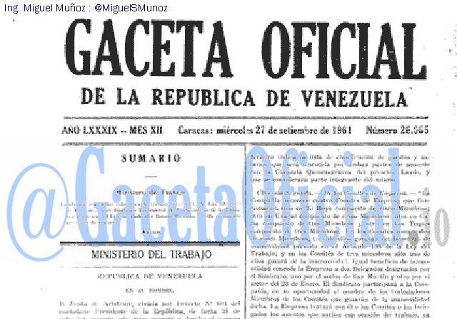 Gaceta Oficial 26665 del 27 Septiembre 1961