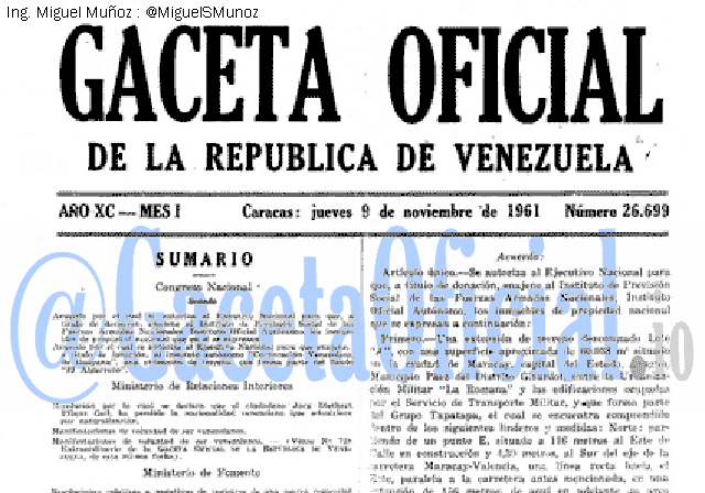 Gaceta Oficial 26699 del 9 Noviembre 1961