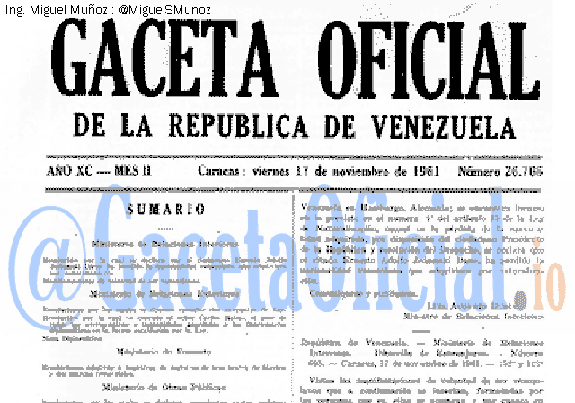 Gaceta Oficial 26706 del 17 Noviembre 1961