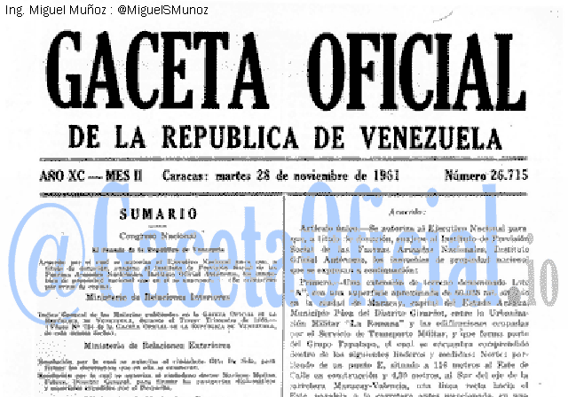 Gaceta Oficial 26715 del 28 Noviembre 1961